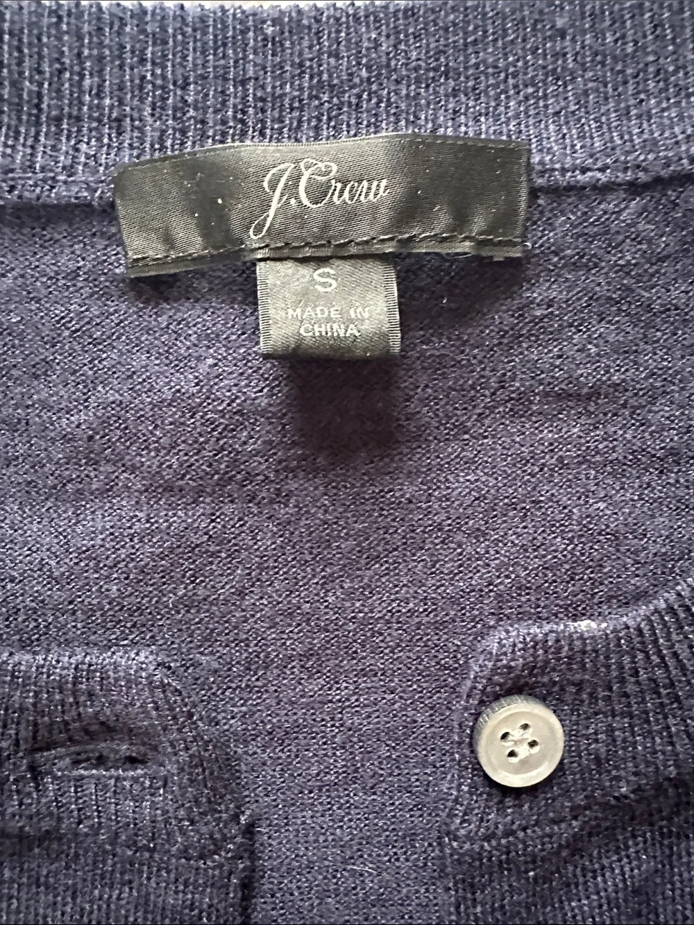 J. Crew Navy Cardigan with Bright Pink Embroidery